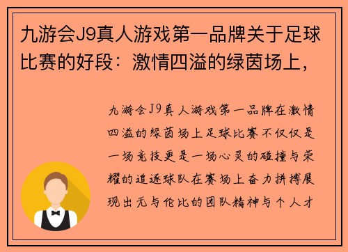 九游会J9真人游戏第一品牌关于足球比赛的好段：激情四溢的绿茵场上，球队奋力拼搏争夺荣耀